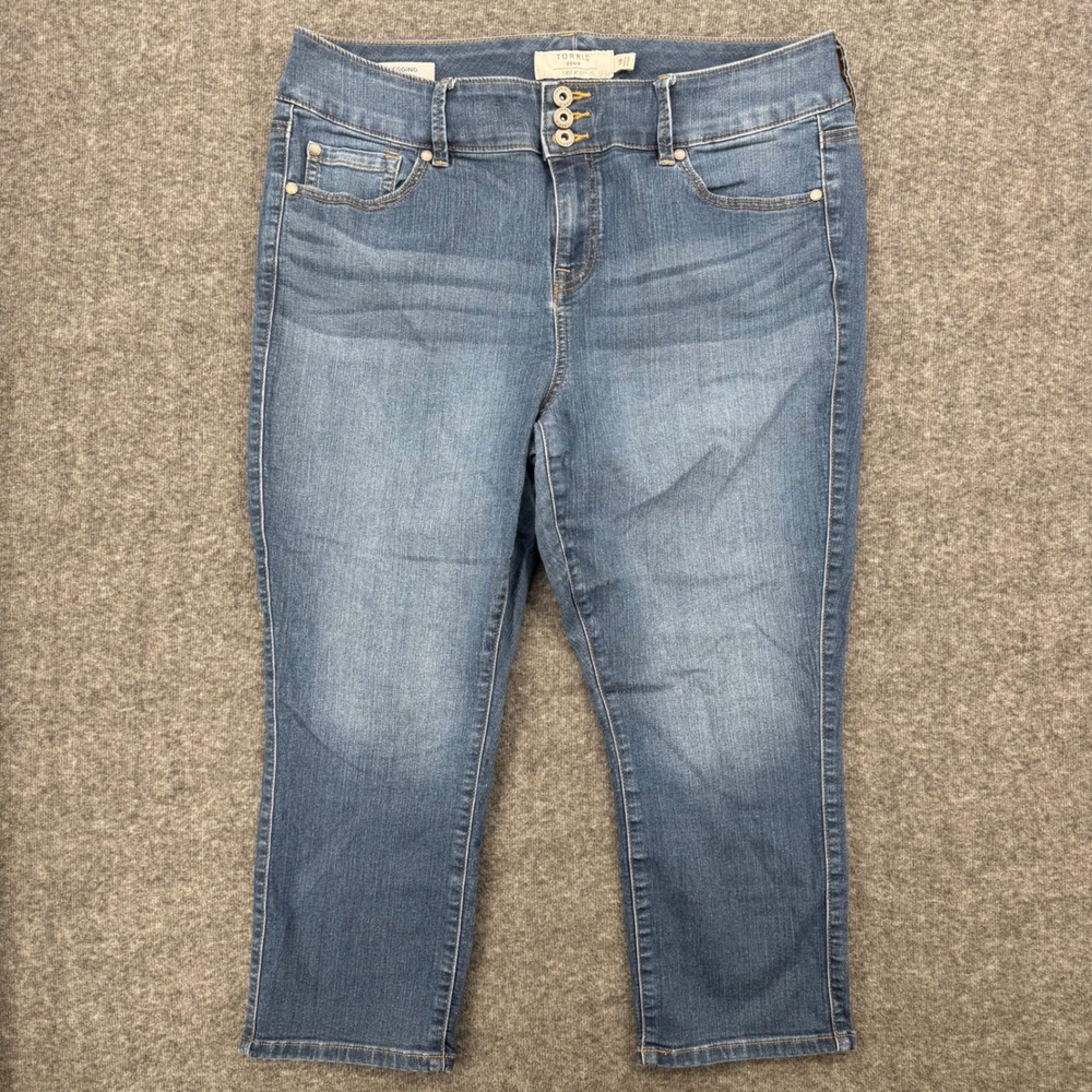 Torrid First At Fit Jegging Crop Jeans Womens 18 Medium Wash High Rise Blue Crop
